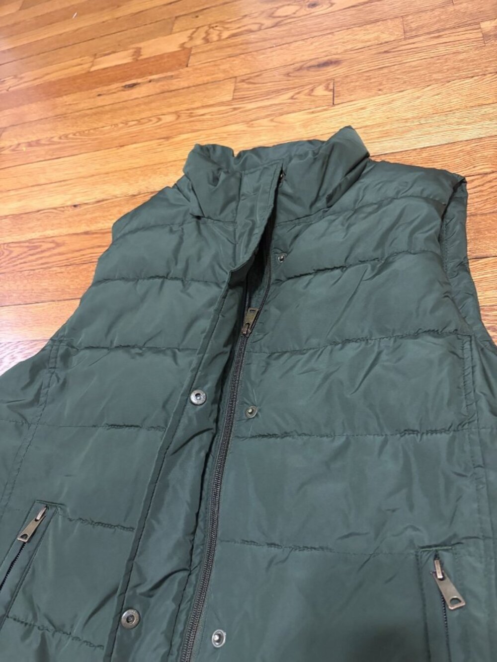 Banana Republic Womens Puffer Vest Size XL Green Fleece Lined Full Zip Insulated - Picture 2 of 6